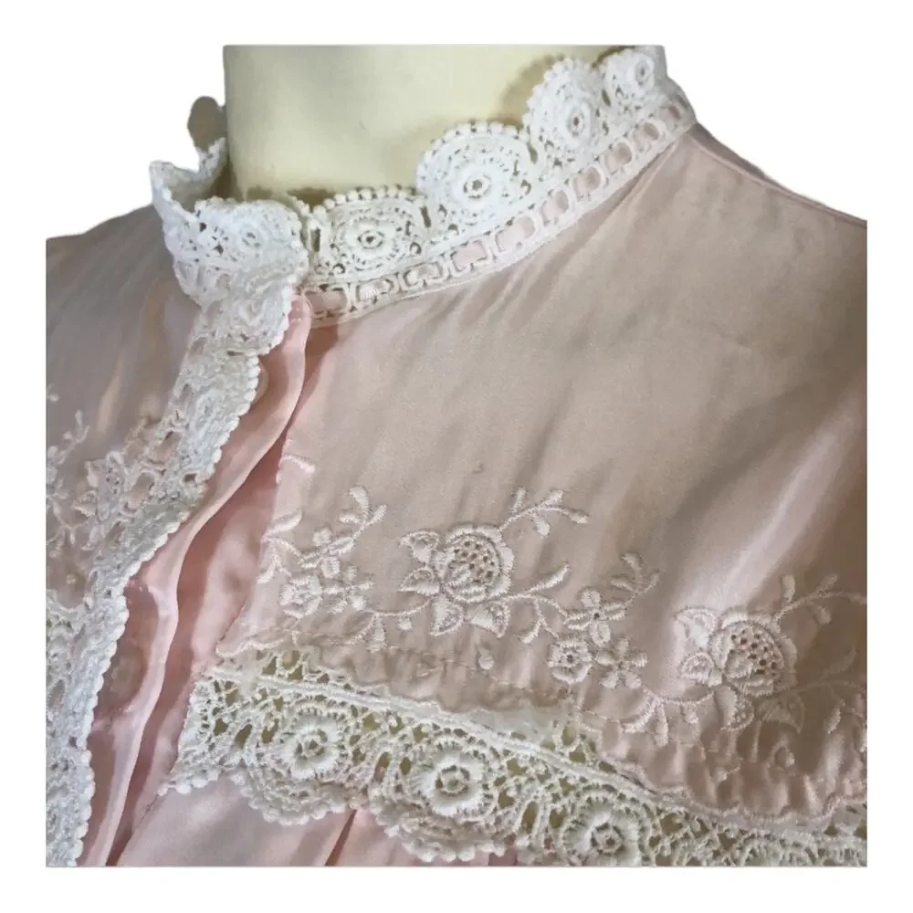 Late 1960s Christian Dior Lingerie Pink Lace Nightgown Slip Dress size Small